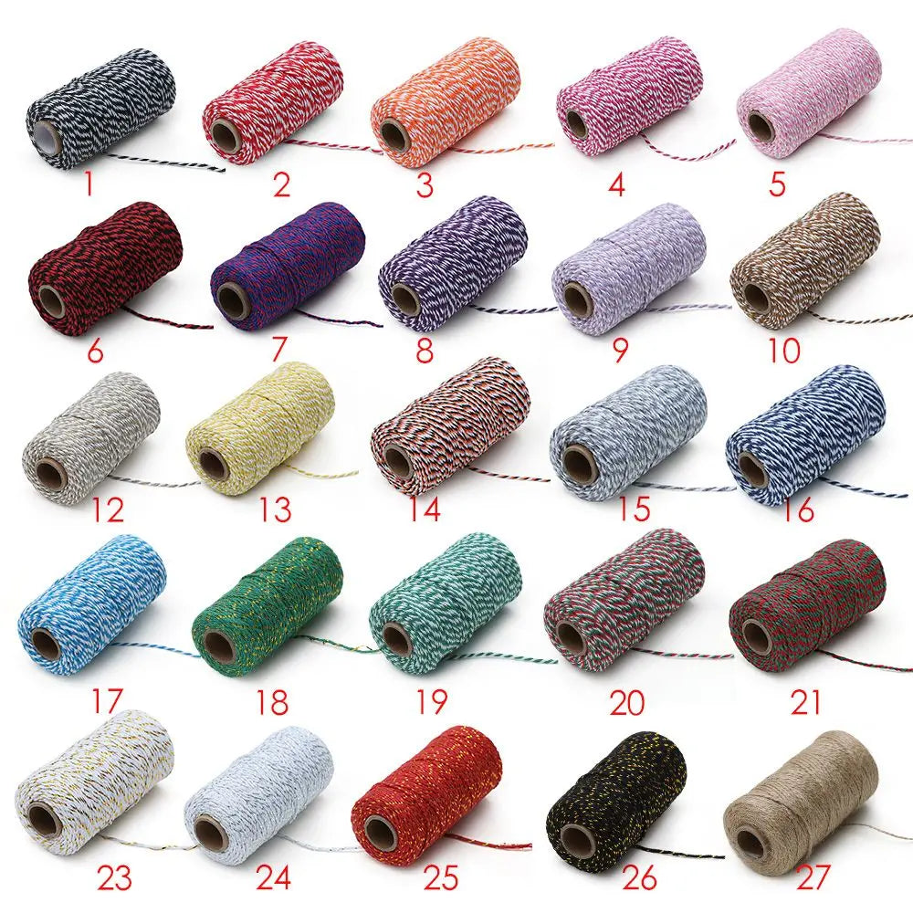 Cuerda de macramé de algodón para manualidades, cordón colorido de 100M y 2mm