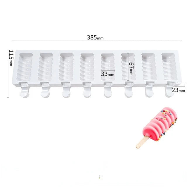 Molde para helados ranurado de silicona, varios estilos.