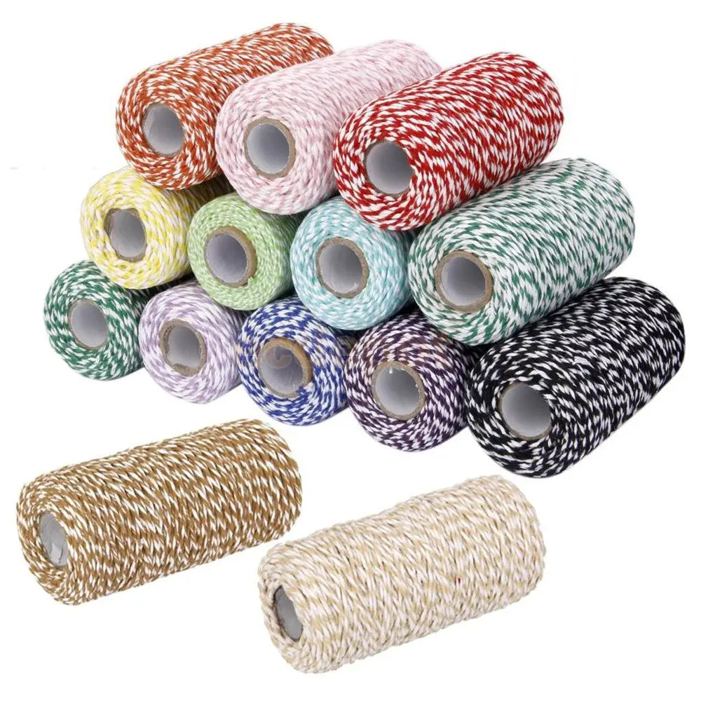 Cuerda de macramé de algodón para manualidades, cordón colorido de 100M y 2mm