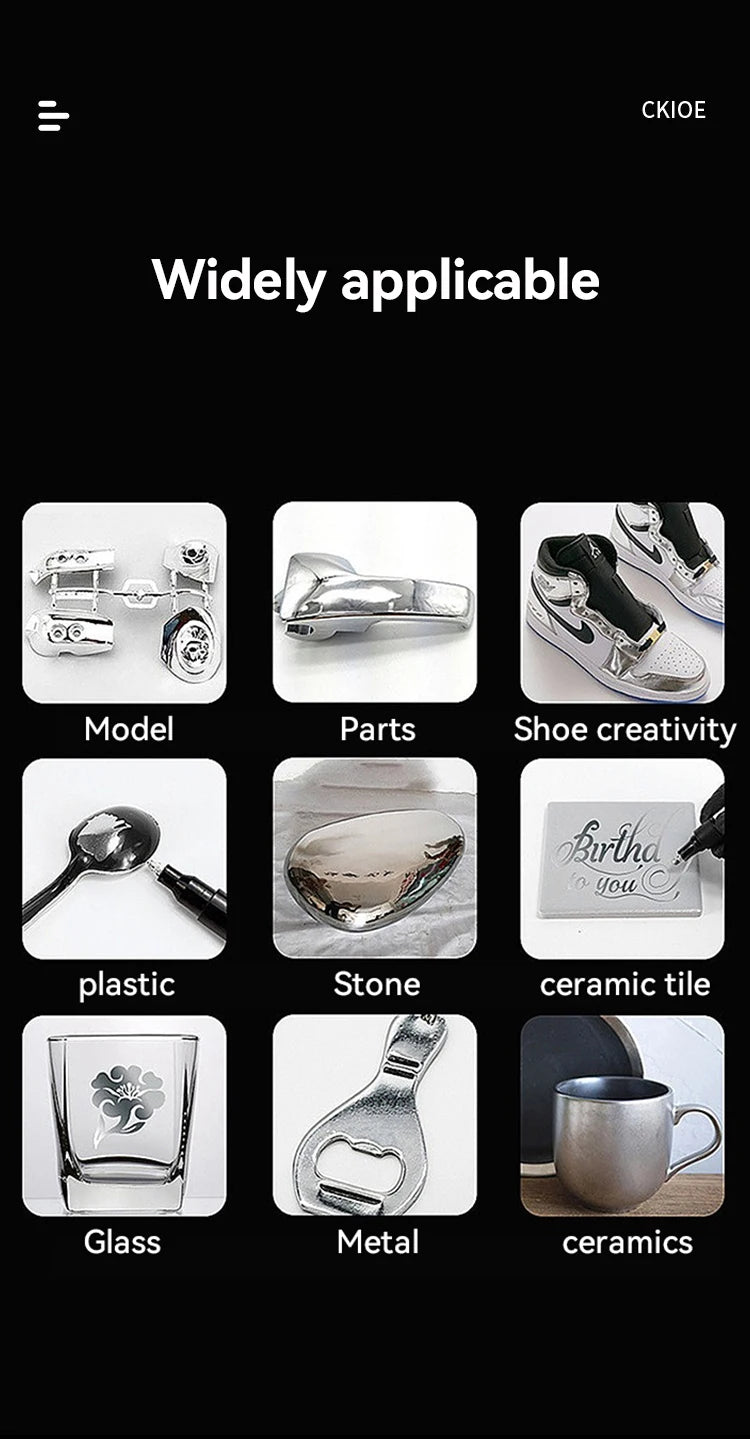 Bolígrafos de pintura espejo, tinta plateada, dorada y otros, punta de escritura de 1/2mm para modelo de Metal, madera, plástico y piedra, 1/6 Uds.