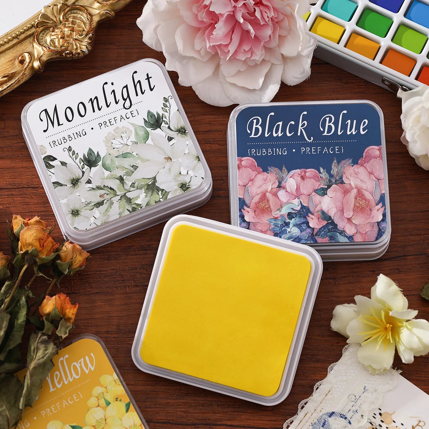 Almohadilla de tinta neutra de algodón ecológico, 16 colores, 1 ud.