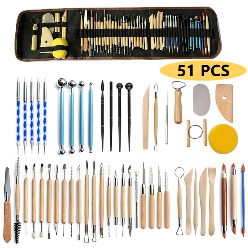 Kit de Herramientas para Esculpir Arcilla y Cerámica, 8-61 Piezas