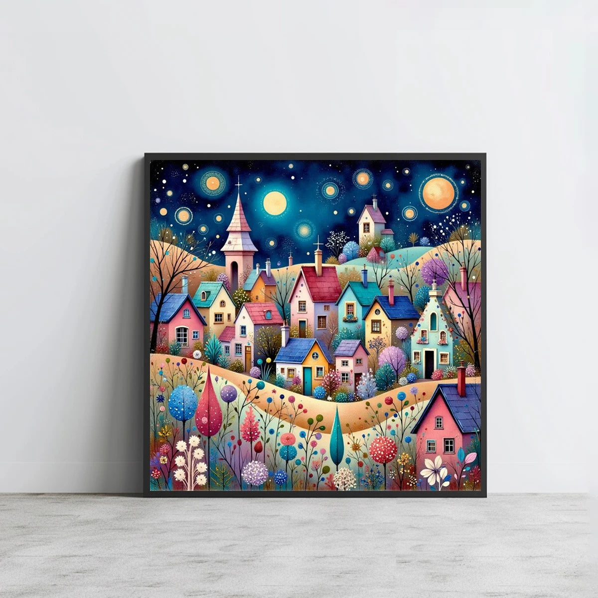 1 unidad 40X40cm/15,7X15,7 pulgadas, vista nocturna, kit de punto de cruz con estampado de 11CT/14CT