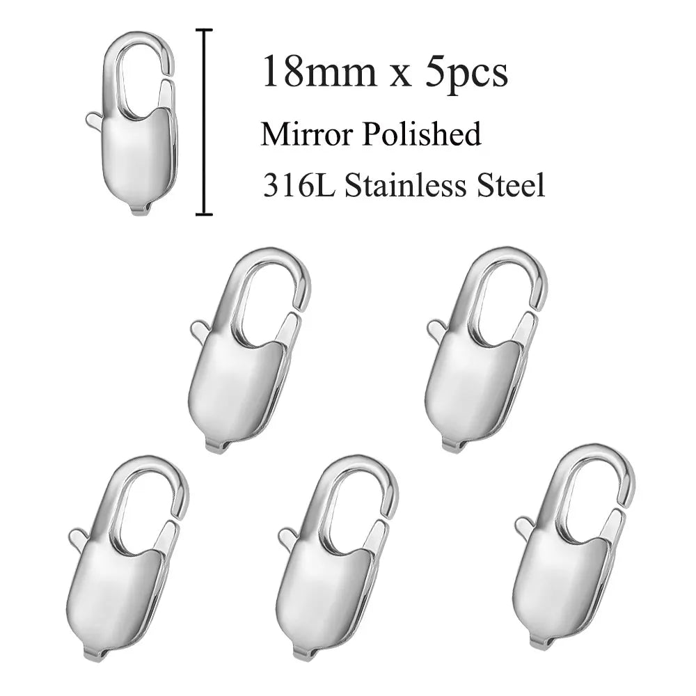 5 unids/lote de cierre de langosta rectangular de acero inoxidable de joyería para hacer collares y pulseras