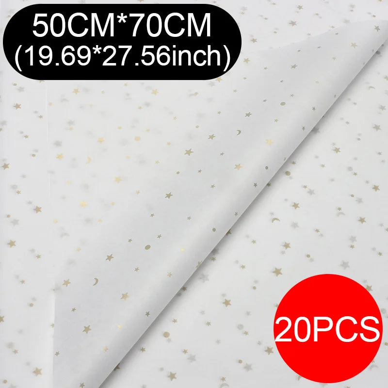 20 unids/lote 50x70cm, oro negro blanco Multicolor papel tisú para envolver regalos