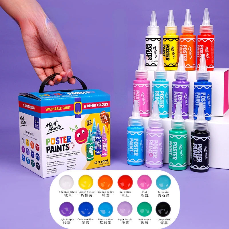 Juego de pintura con dedos para niños, Set de 6/12 colores de 60ml, pintura Gouache lavable
