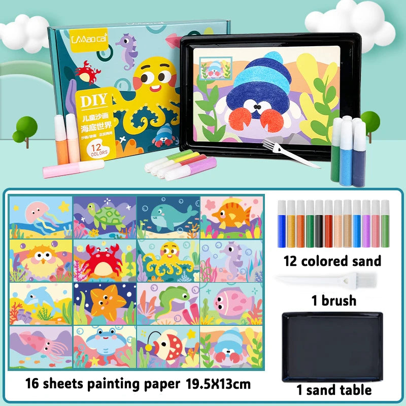 Juego de pintura de arena mágica para niños, juguetes de dibujo