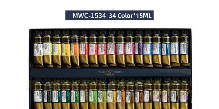 Mijello Misson- acuarela, pincel de dibujo artístico, suministros de arte, 36/34/24/12 colores