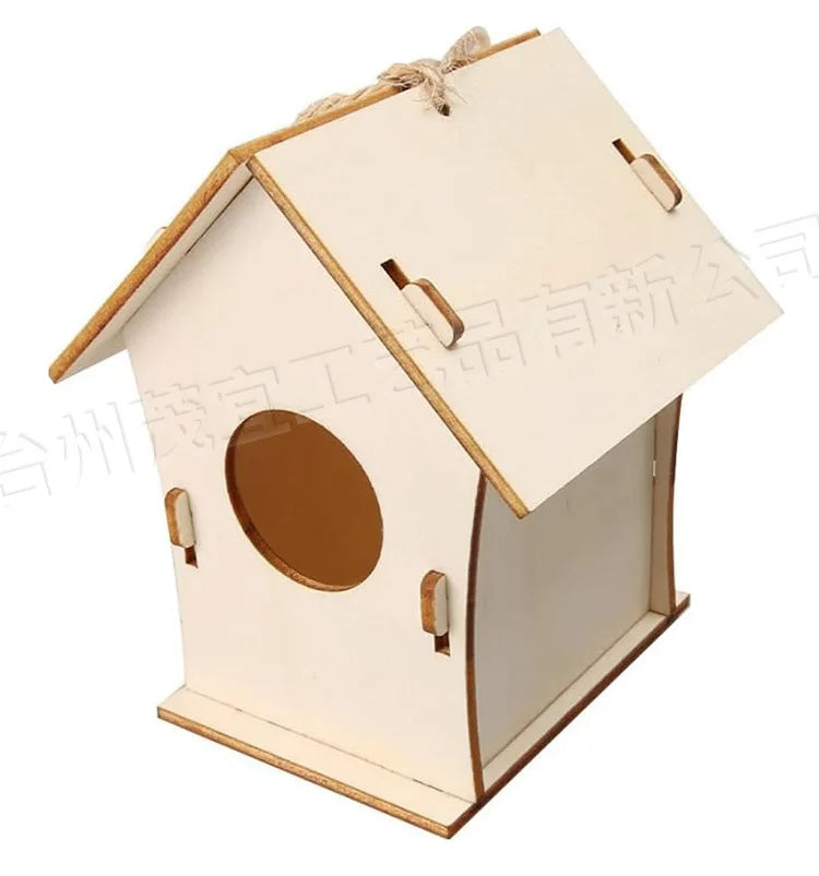 Seis tipos de casas de pájaros de madera ensambladas a mano, para pintar