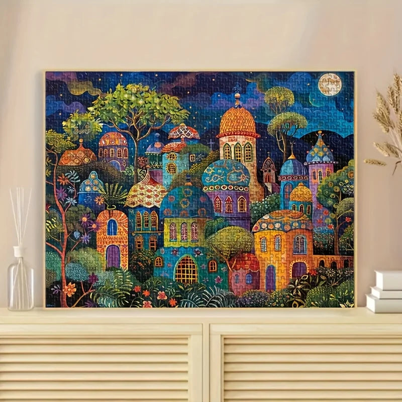 Rompecabezas de 300/500/1000 piezas, pintura de pueblo Medieval