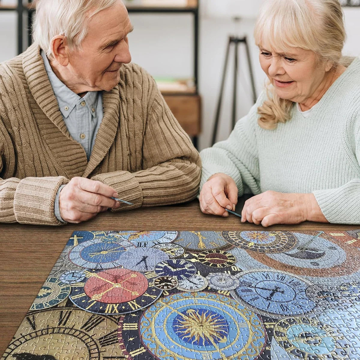 Rompecabezas para adultos, 1000 piezas, relojes entrelazados, letras perfectas en la espalda