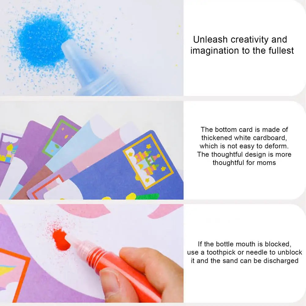 Kits de arte de arena para niños, 12 colores de arena, 16 imágenes , 1 bandeja, 1 herramienta de arte con pincel