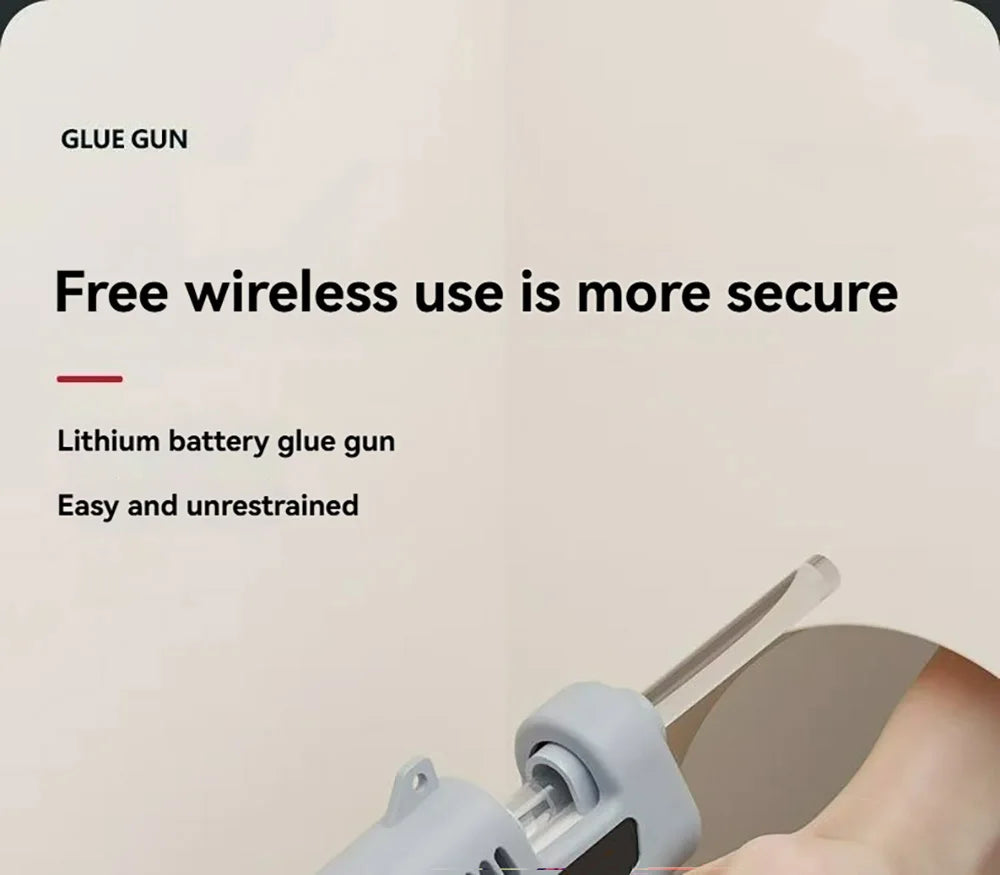 Pistola de pegamento termofusible inalámbrica, 3,7 V, 1800mAh, carga USB, utiliza barras de pegamento de 7mm, antifugas y antiescaldaduras