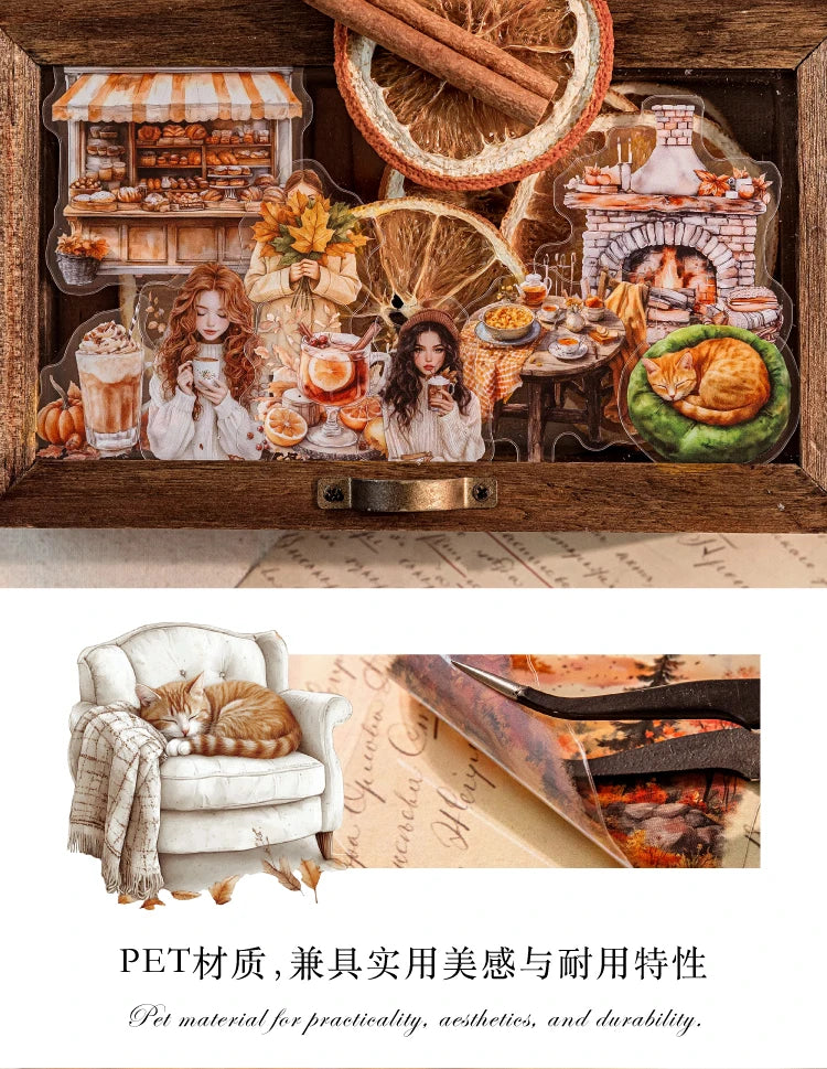 30 hojas de pegatinas de vida otoñal, Material decorativo creativo