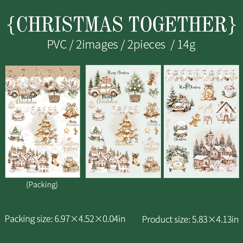 2 unids/pack stickersde pvc para Navidad, adhesivo, impermeable  y creativo