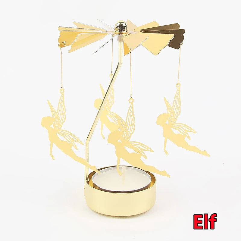 Porta velas giratorio de metal para decoración de Navidad