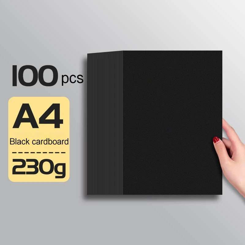 Papel de cartón negro grueso de 180/230/300gsm, papel A4/A5, 20-100 Uds., papel para bocetos de dibujo a mano