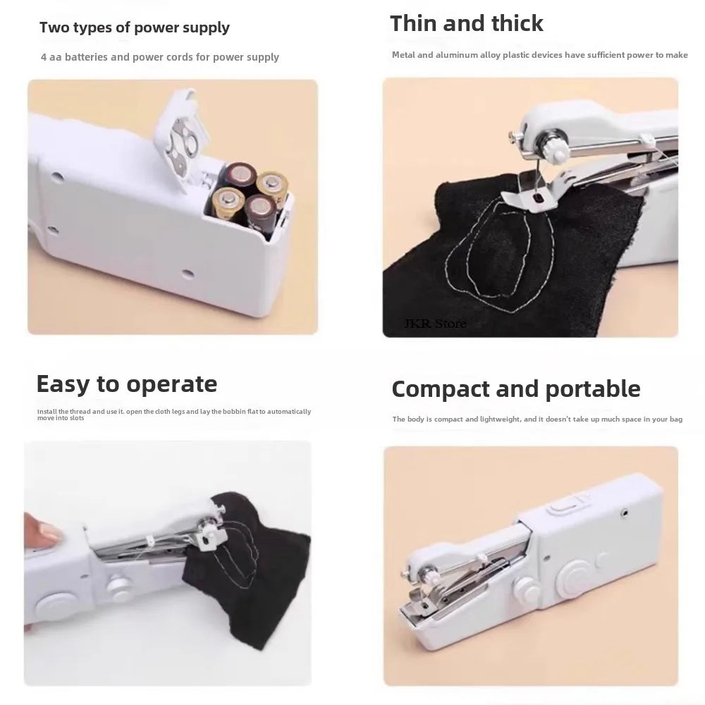 Mini Máquina de coser eléctrica, de mano, portátil.