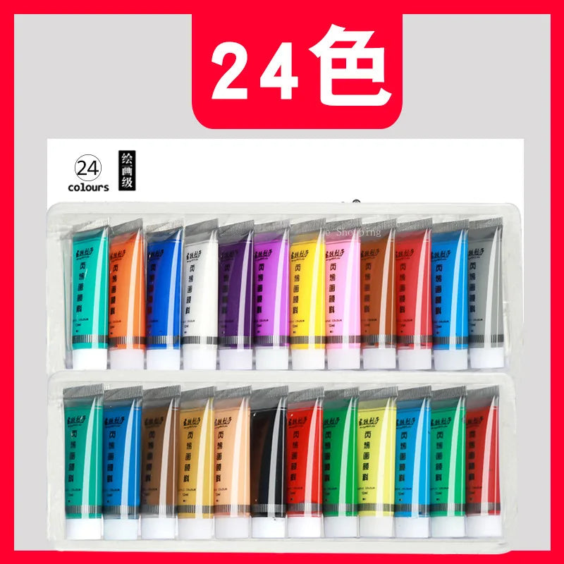 Juego de pintura acrílica de Color metálico, 12ml, 12/24 colores
