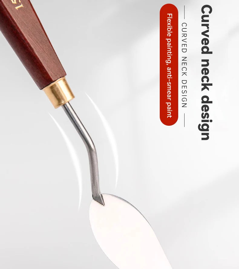3/5/7 unids/set paleta cuchillo y espátula de acero inoxidable para pintura al óleo, mango de madera