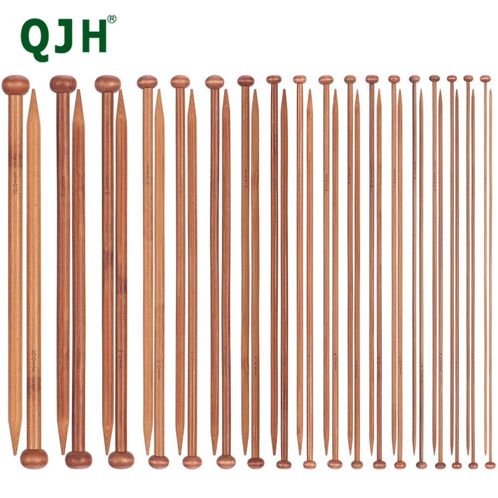 Juego de palillos de tejer de bambú, 18 pares. tamaños de 2 a 10 mm