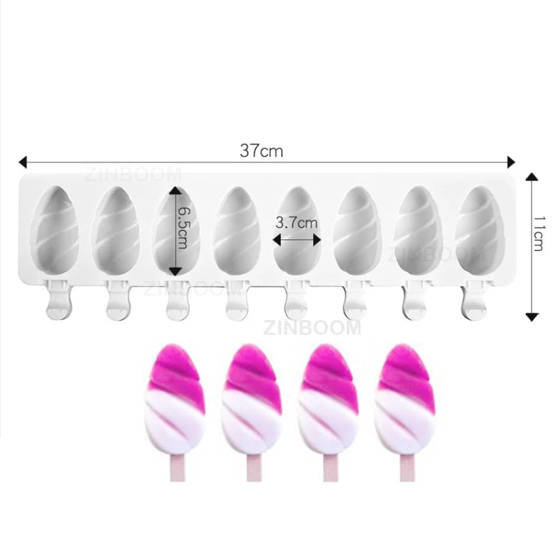Molde para helados ranurado de silicona, varios estilos.