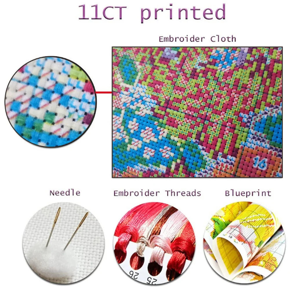 1 unidad de kit de punto de cruz con estampado de 30x40cm/11,8x15,7 pulgadas, 11CT/14CT