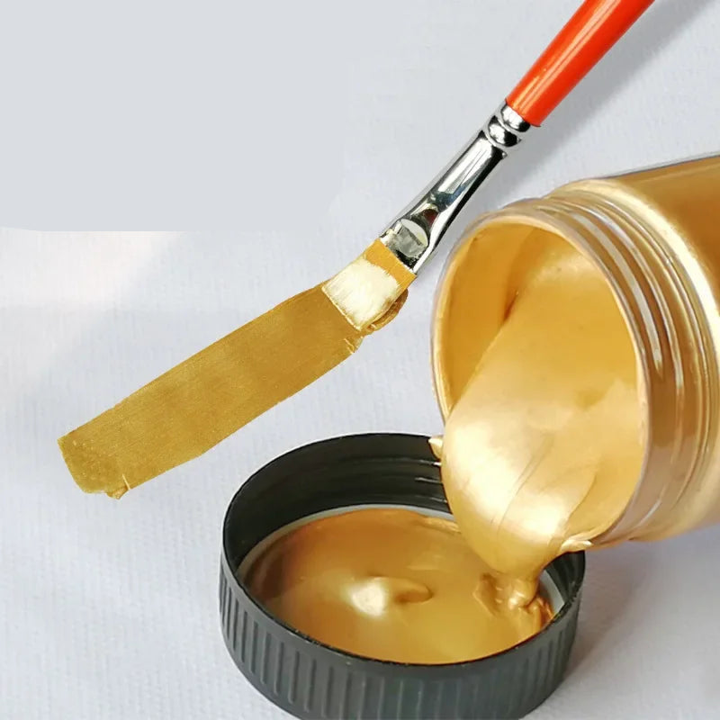 Pintura acrílica dorada nacarada, resistente al agua, no se decolora, pintura 60/100ml