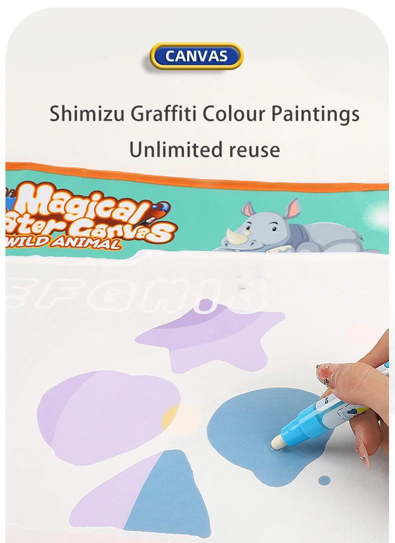 Alfombra mágica para dibujar con agua y para colorear, 100x80CM, pintura de acuarela, almohadilla, bolígrafos mágicos reutilizables.