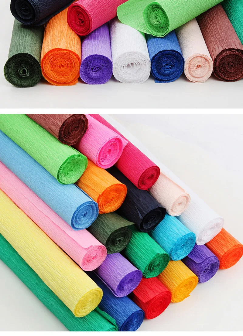 Rollo de papel crepé de colores de 50x250cm.