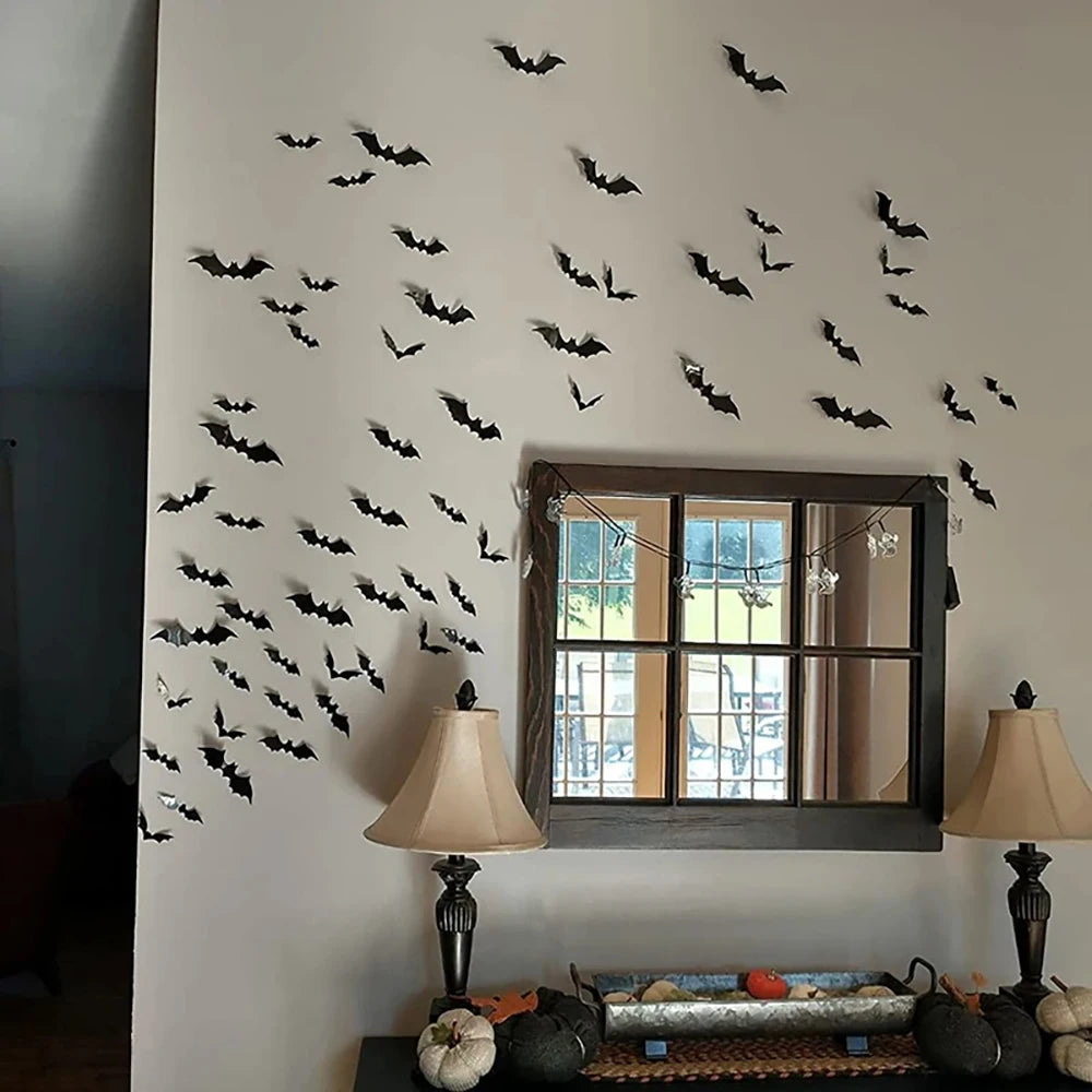 Decoraciones de murciélagos de Halloween de Pvc 3D para pegar en la pared