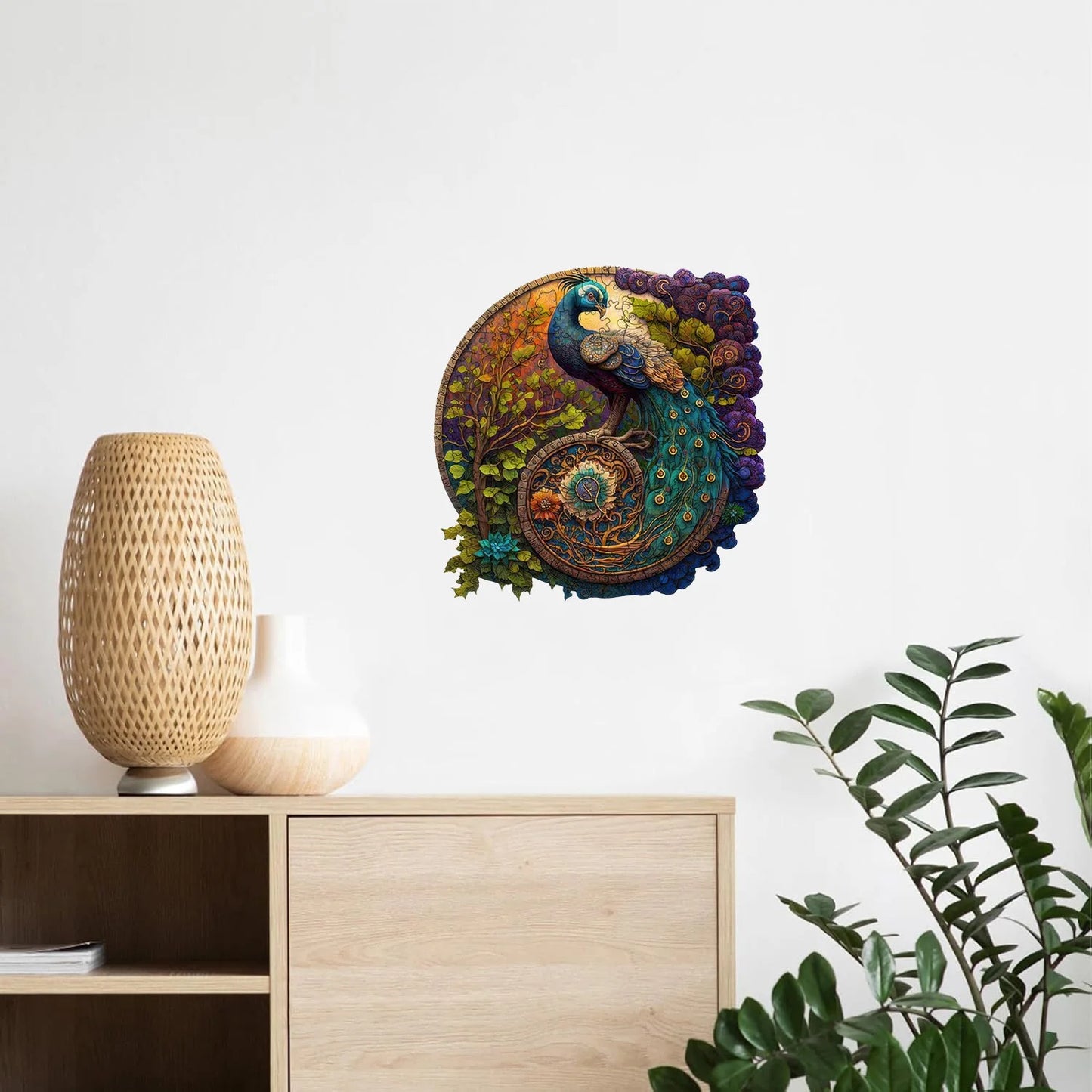 Rompecabezas de Madera Irregular con Diseño de Pavo Real