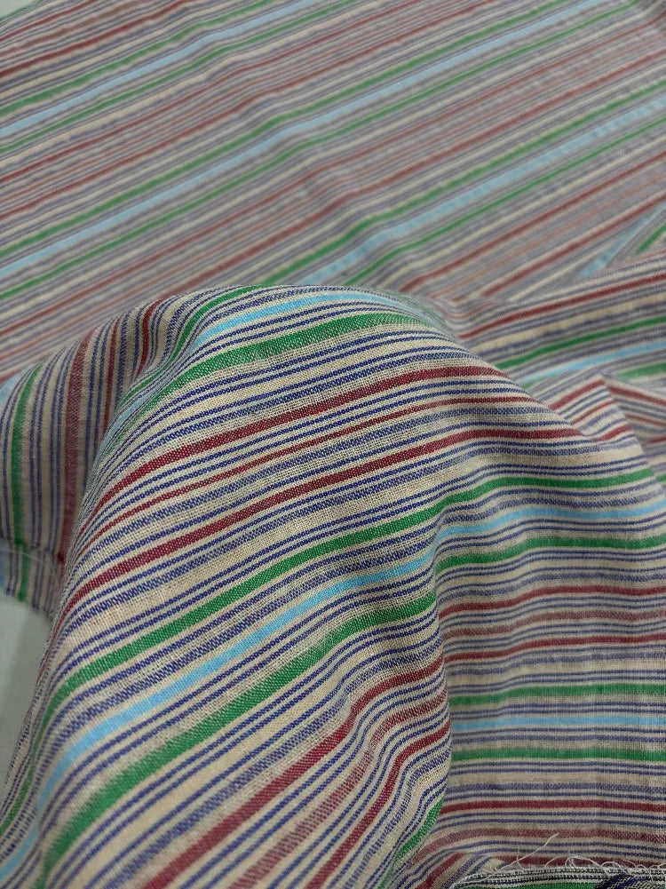 Tela de algodón orgánico 100% natural, colorida y a rayas, por metro
