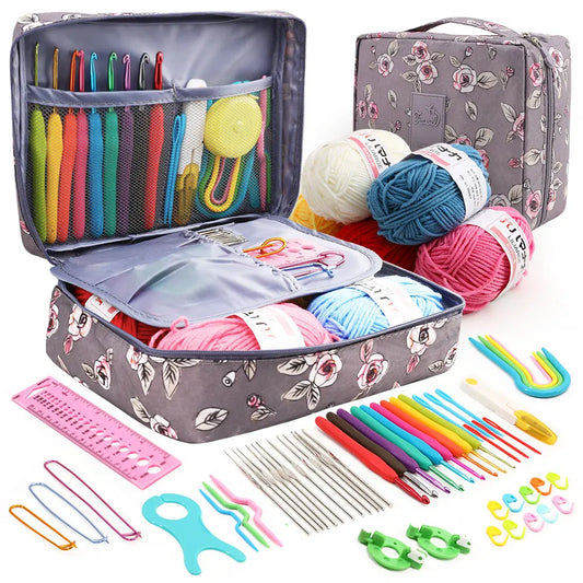 59 unids/set conjunto de ganchillo, Kit de ganchillo con bolsa de almacenamiento