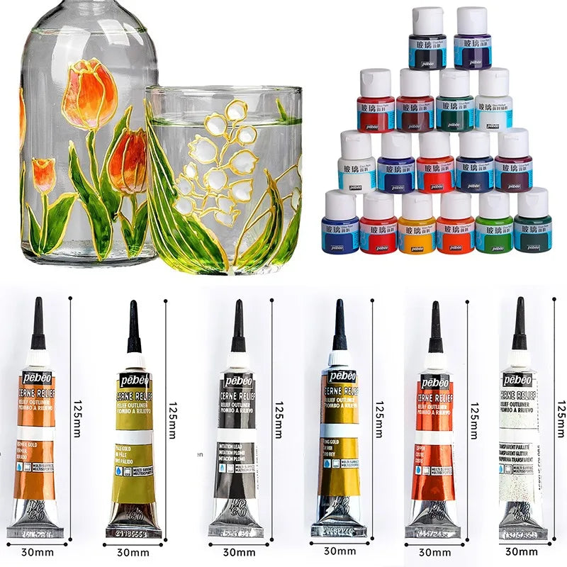 Pinturas acrílicas, pigmentos de vidrio impermeables de ricos colores, tubo para suministros de pintura, 20ml