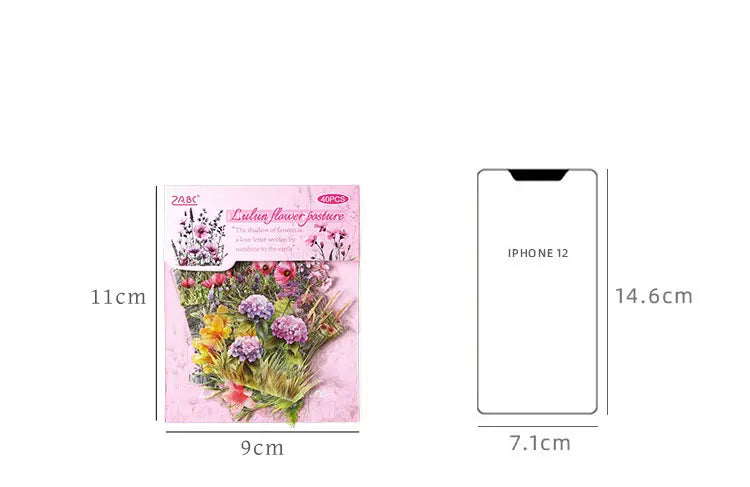 40/240 Uds. Stickers creativos vibrantes de plantas y flores