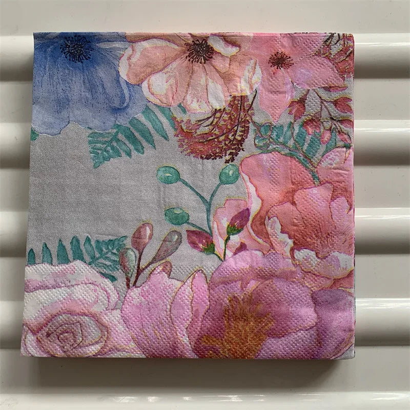 Decoupage-Servilletas de papel de flores, mariposas, 20 unidades