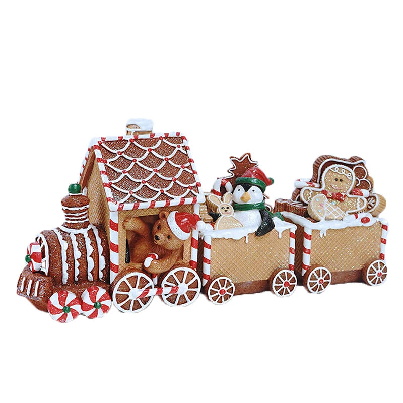 Figura de tren navideño de resina para decoración del hogar