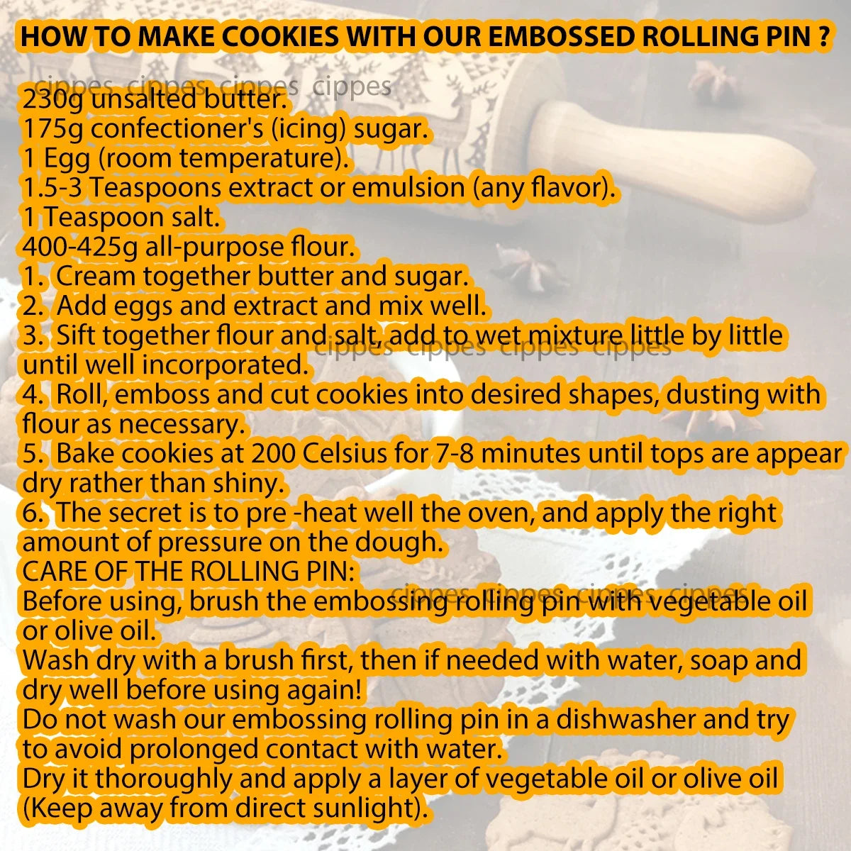 1 Uds. Rodillo navideño de madera con patrones de flores, de reno para pastelería, molde para galletas 3D en relieve