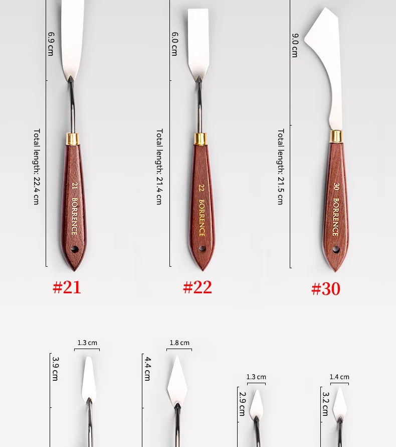 3/5/7 unids/set paleta cuchillo y espátula de acero inoxidable para pintura al óleo, mango de madera