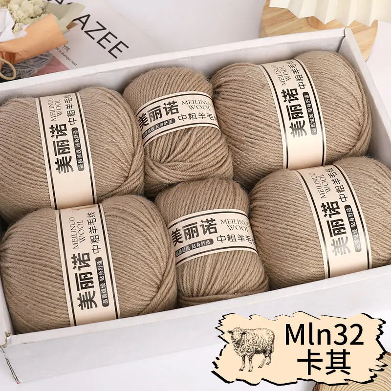 500 g/set de lana merina de 4 capas para tejer a mano