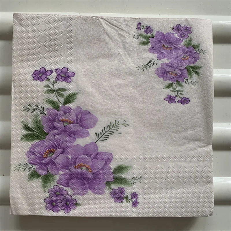 Decoupage-Servilletas de papel de flores, mariposas, 20 unidades