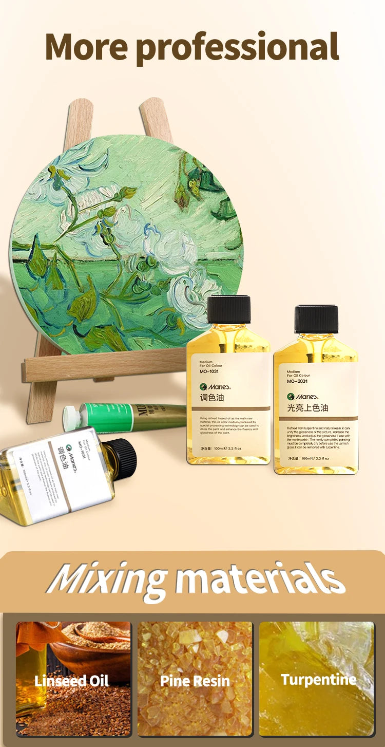 Trementina para Óleo, Inodora, Diluyente para Mezclar, Medium de Pintura, 100ml
