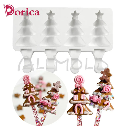 Molde de silicona para helado, herramienta reutilizable para Mousse, Chocolate, congelador, bandeja, 4 celdas