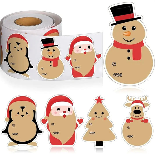 Etiquetas adhesivas para celebración de Navidad, etiquetas de nombre de regalo 200 unid.