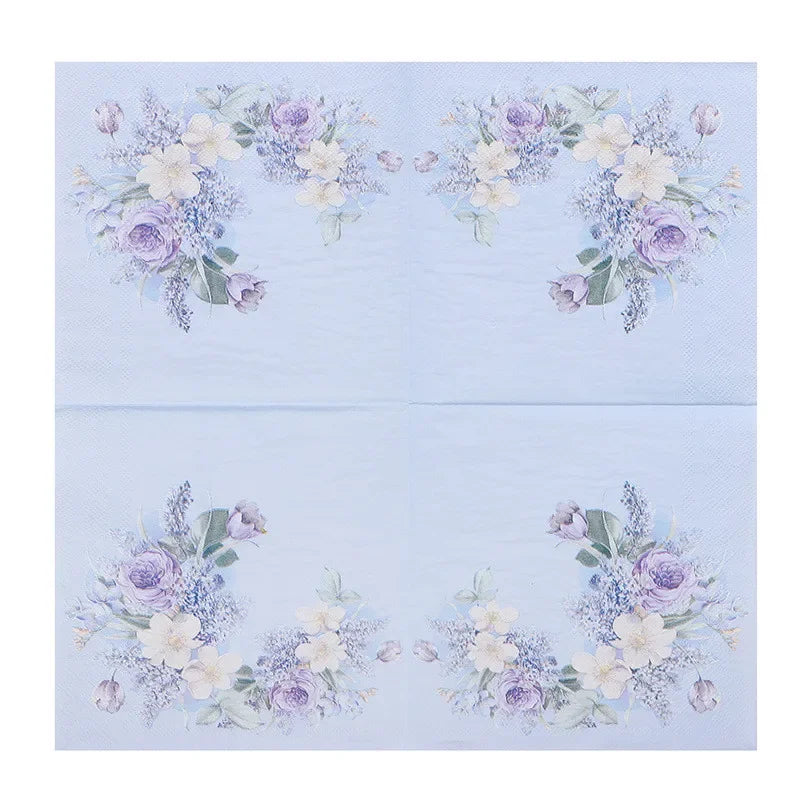 Paquete de 20 Servilletas de Papel Desechables con Diseño de Plantas y Flores, 33x33cm, Decoupage