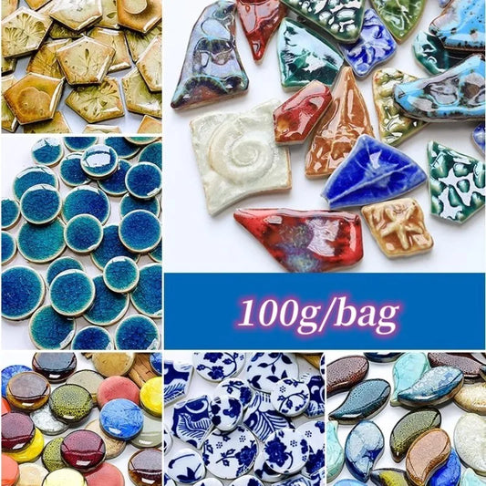 Azulejos de mosaico de cerámica de 100g, pieza de mosaico multicolor, piedras para hacer mosaicos para manualidades, decoración de pared del hogar