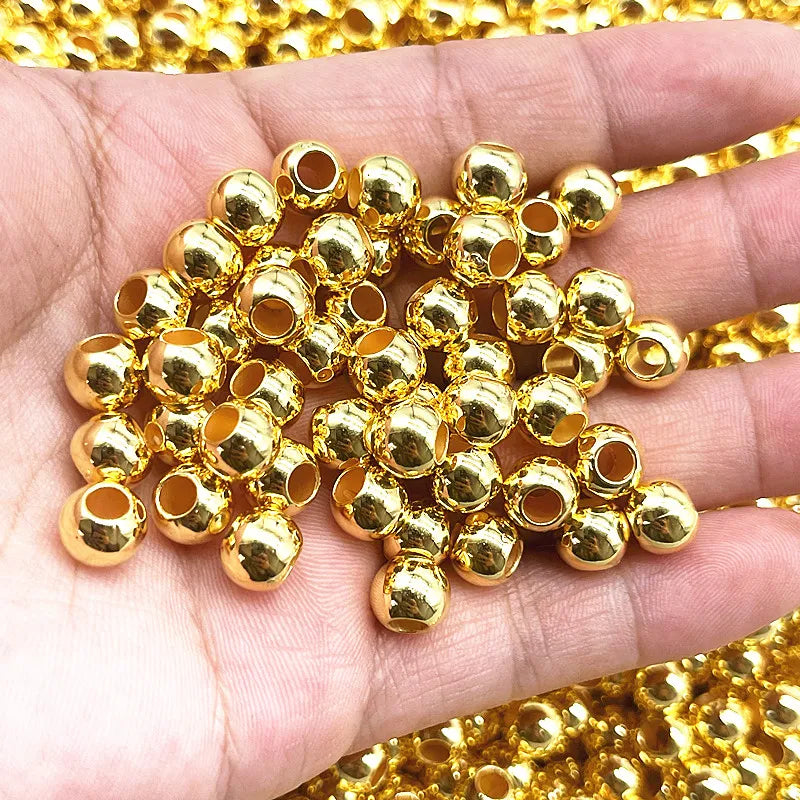Mostacillas espaciadoras redondas de agujero grande para fabricación de joyas, 6mm, 8mm, 10mm