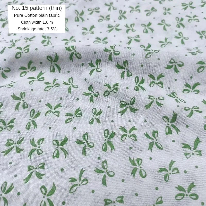 Tela estampada de algodón puro por metros, textil fino, transpirable, Verde