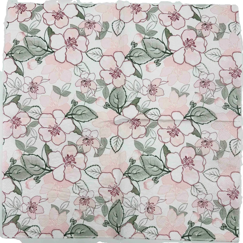Servilleta desechable con estampado de flores rosas, decoupage, 2 capas, 10/20 piezas/Pac, 33x33cm